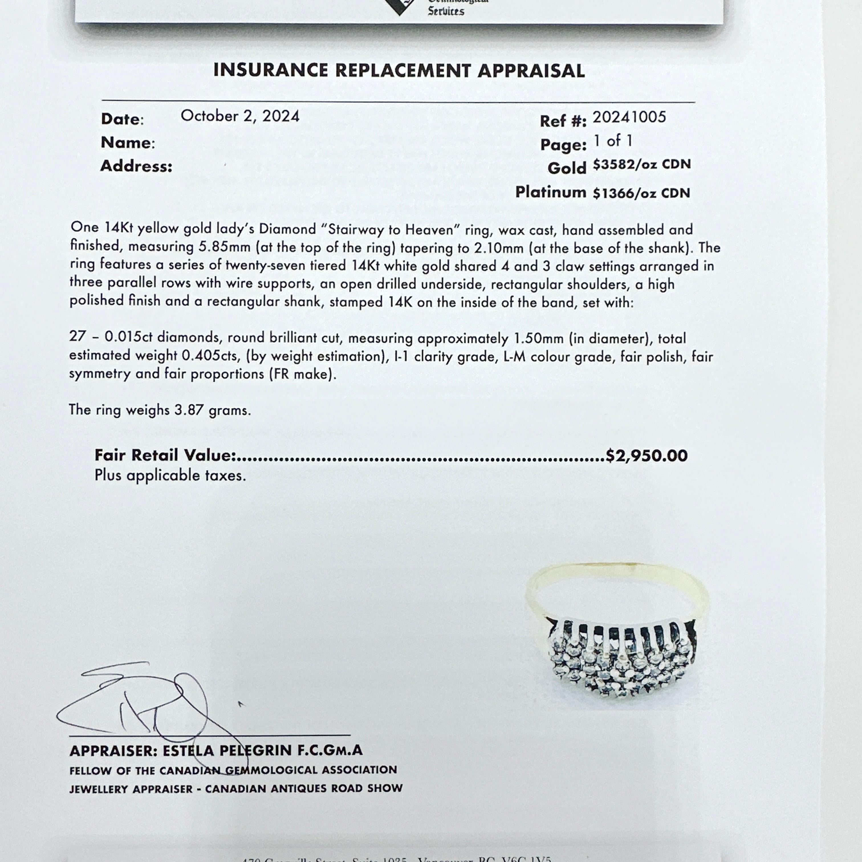 Hier ist eine schöne 14k Gelbgold Natural Diamond 