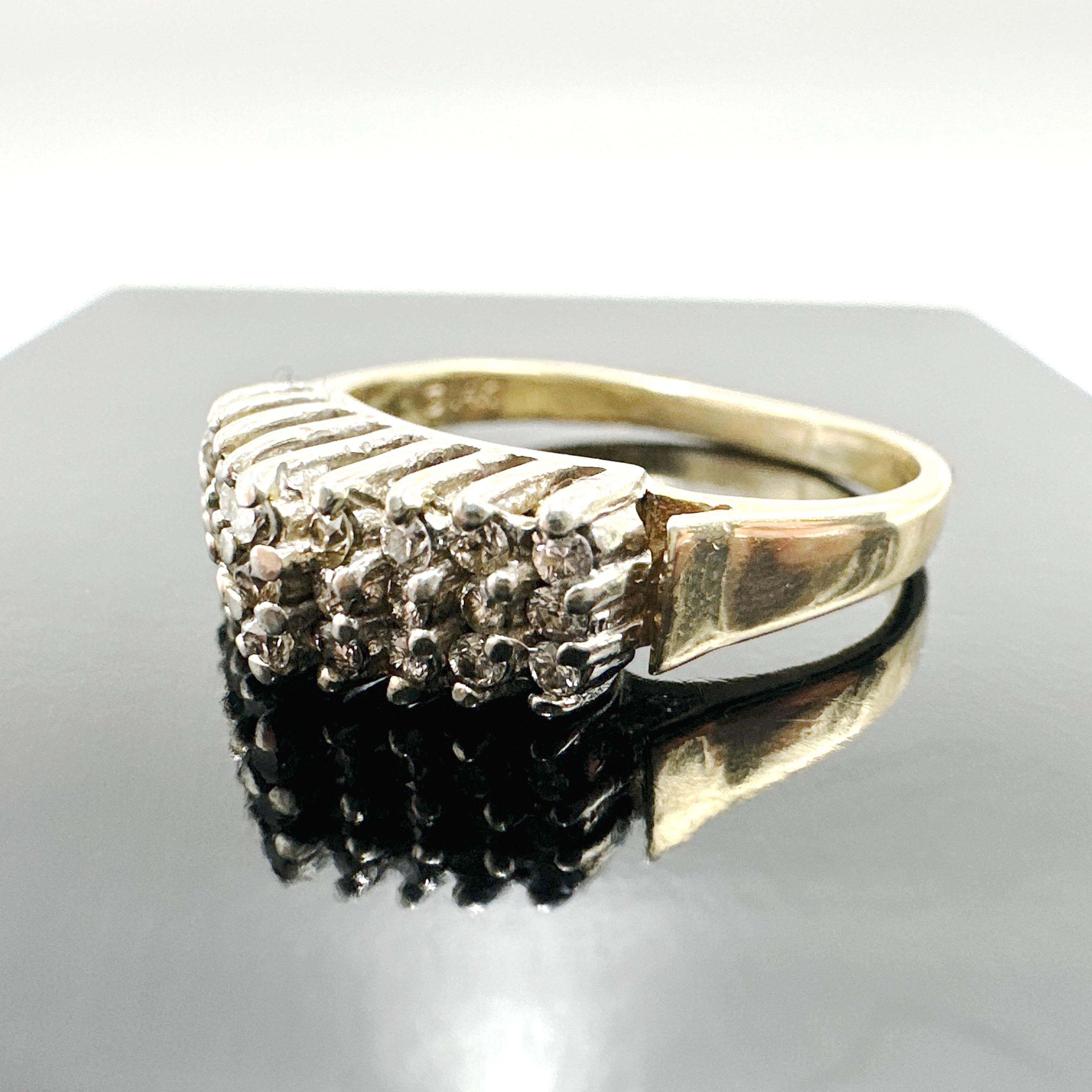 14k Gelbgold Natürlicher Diamant „Stairway to Heaven“ Ring. 0,40TCW 1
