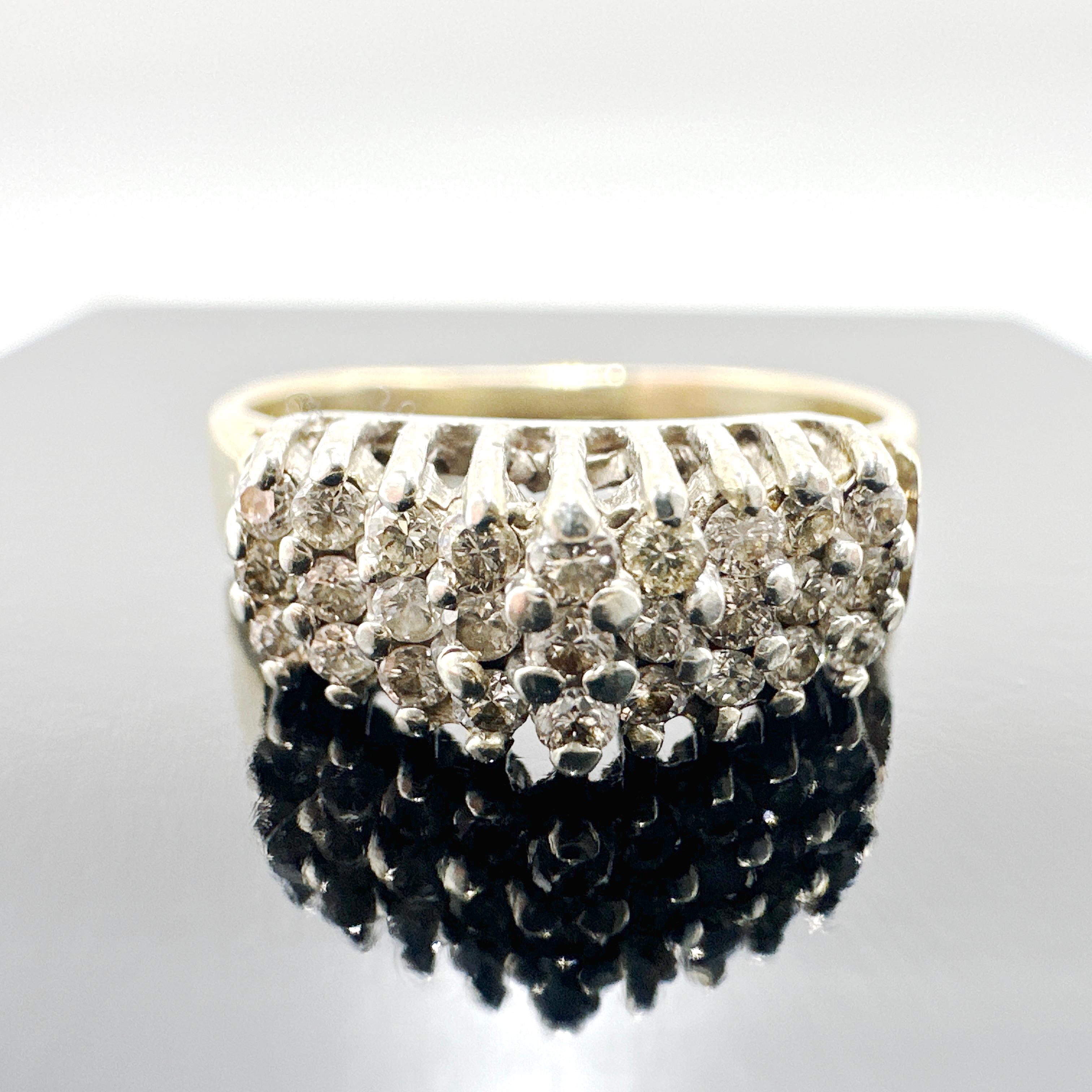 14k Gelbgold Natürlicher Diamant „Stairway to Heaven“ Ring. 0,40TCW 2