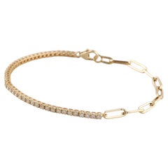 Natural Diamond Tennis Link Bracelet, 0.83ct, 14K Yellow Gold