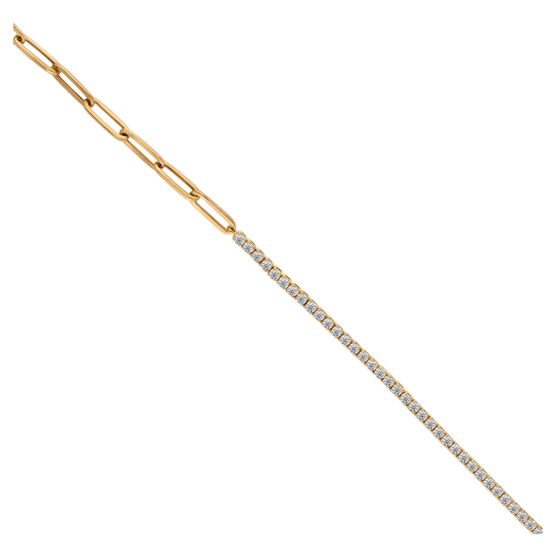 Bracelet de tennis en or jaune 14K avec diamant naturel Bijoux fins minimalistes