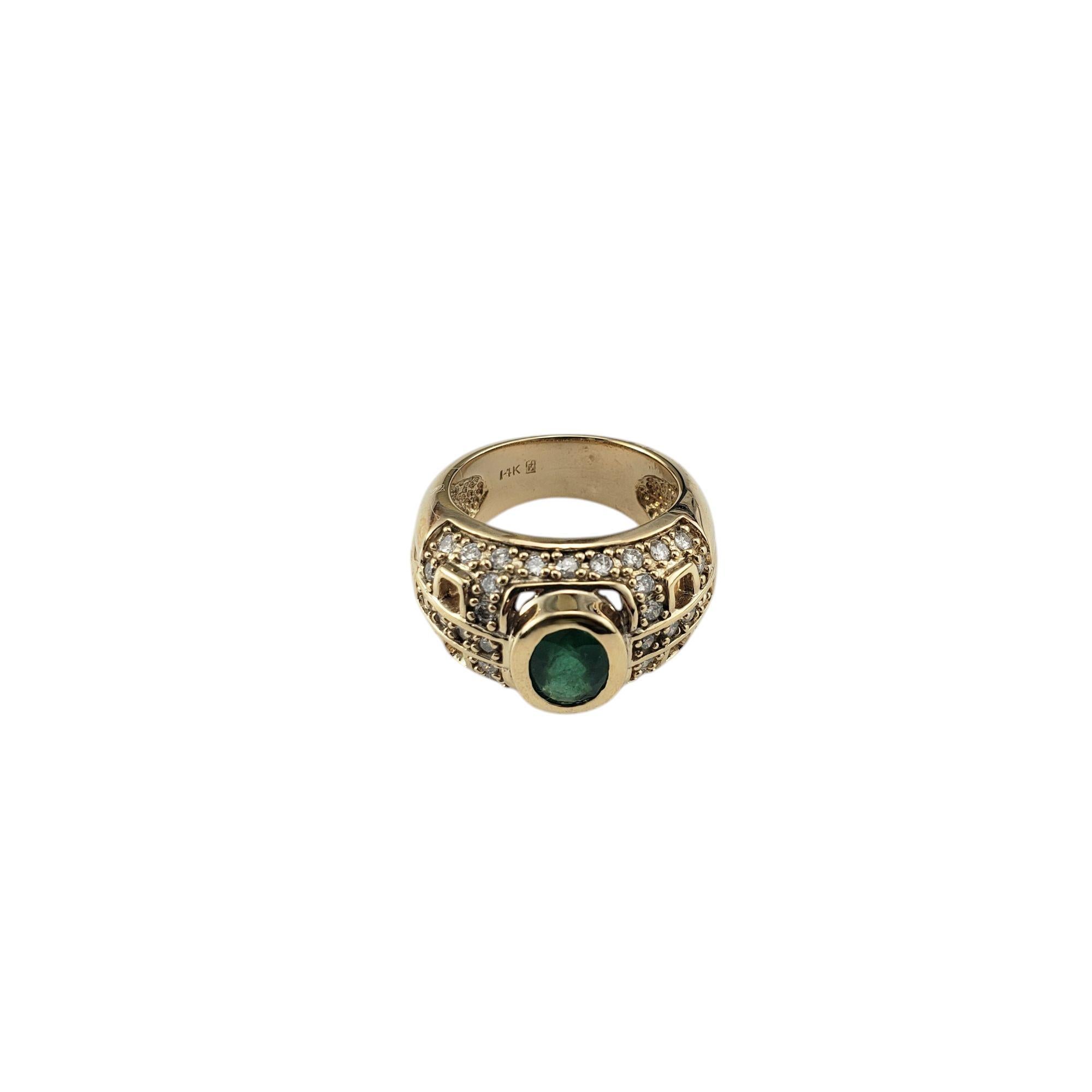 14K Yellow Gold Natural Emerald and Diamond Dome Ring Size 5.75 JAGi Certified-

This stunning ring features one bezel set oval natural emerald and 38 round brilliant cut diamonds set in classic 14K yellow gold.

Width: 14 mm. Shank: 6.5