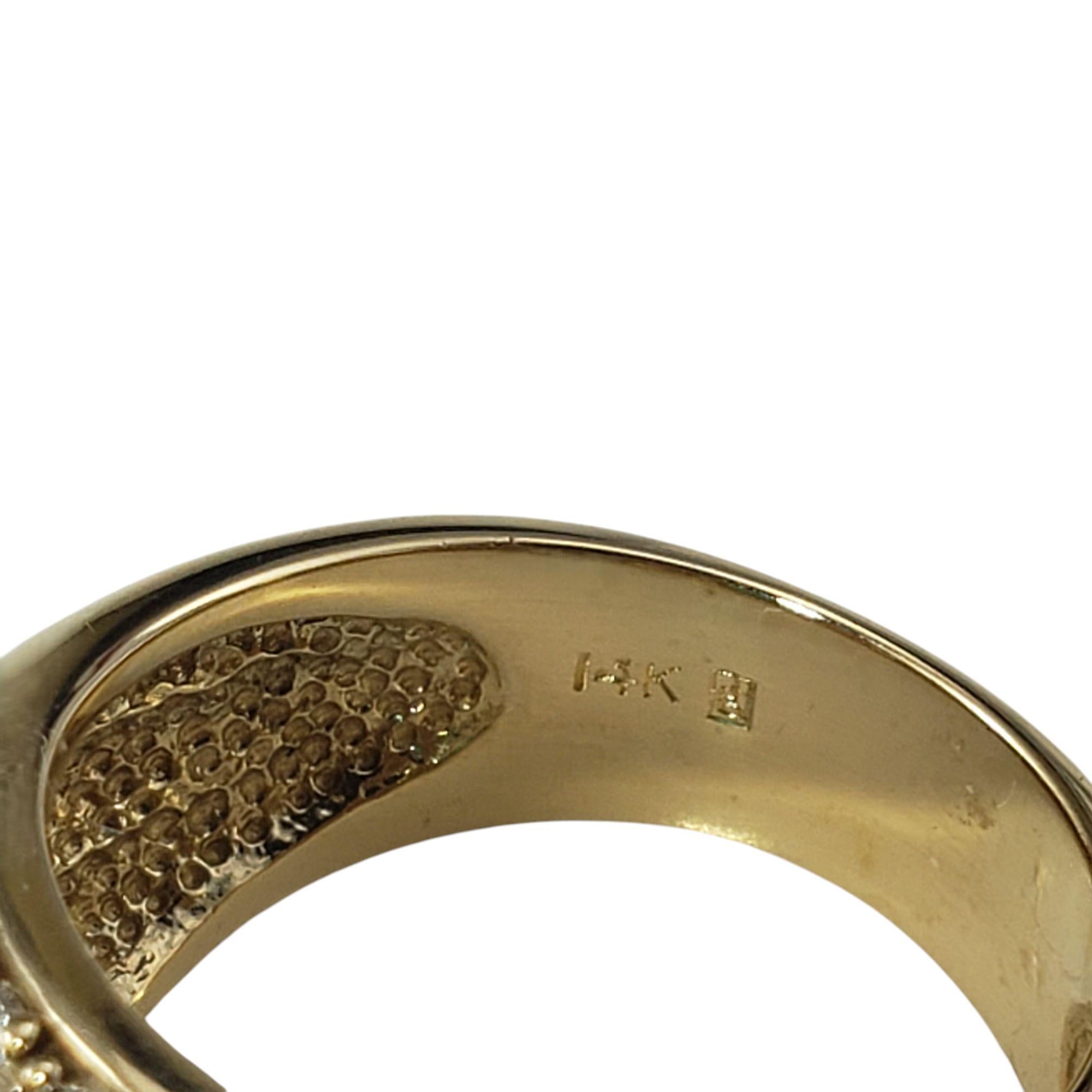 Women's 14K Yellow Gold Natural Emerald and Diamond Dome Ring Size 5.75 #21213 For Sale