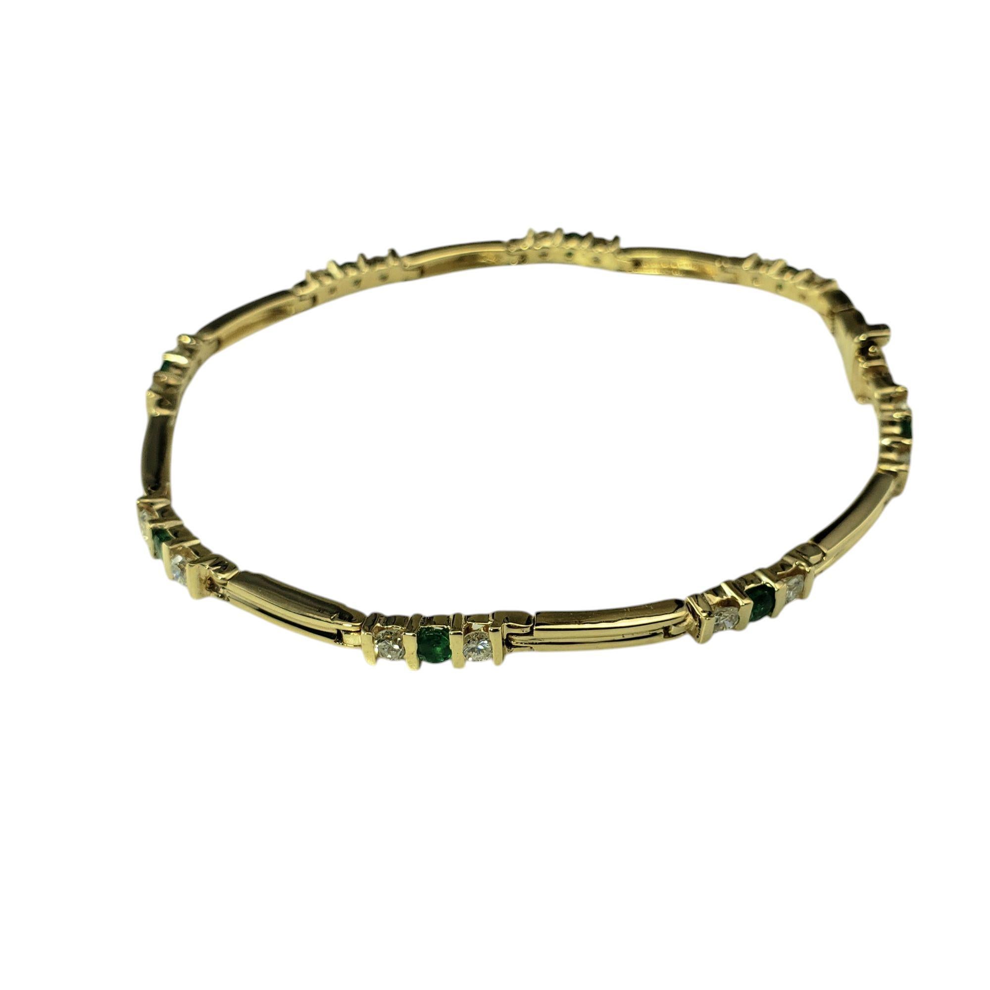 Round Cut 14K Yellow Gold Natural Emerald and Diamond Link Bracelet  #21216 For Sale