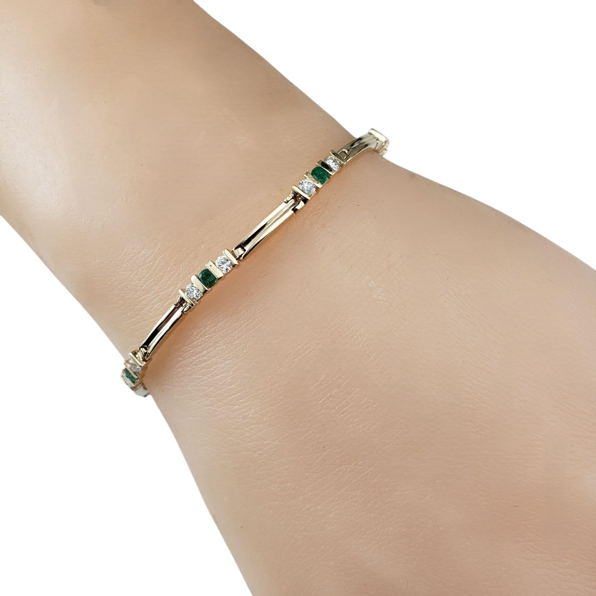 14K Yellow Gold Natural Emerald and Diamond Link Bracelet  #21216 For Sale 3