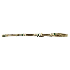 Gliederarmband aus 14 Karat Gelbgold mit natürlichem Smaragd und Diamant  #21216