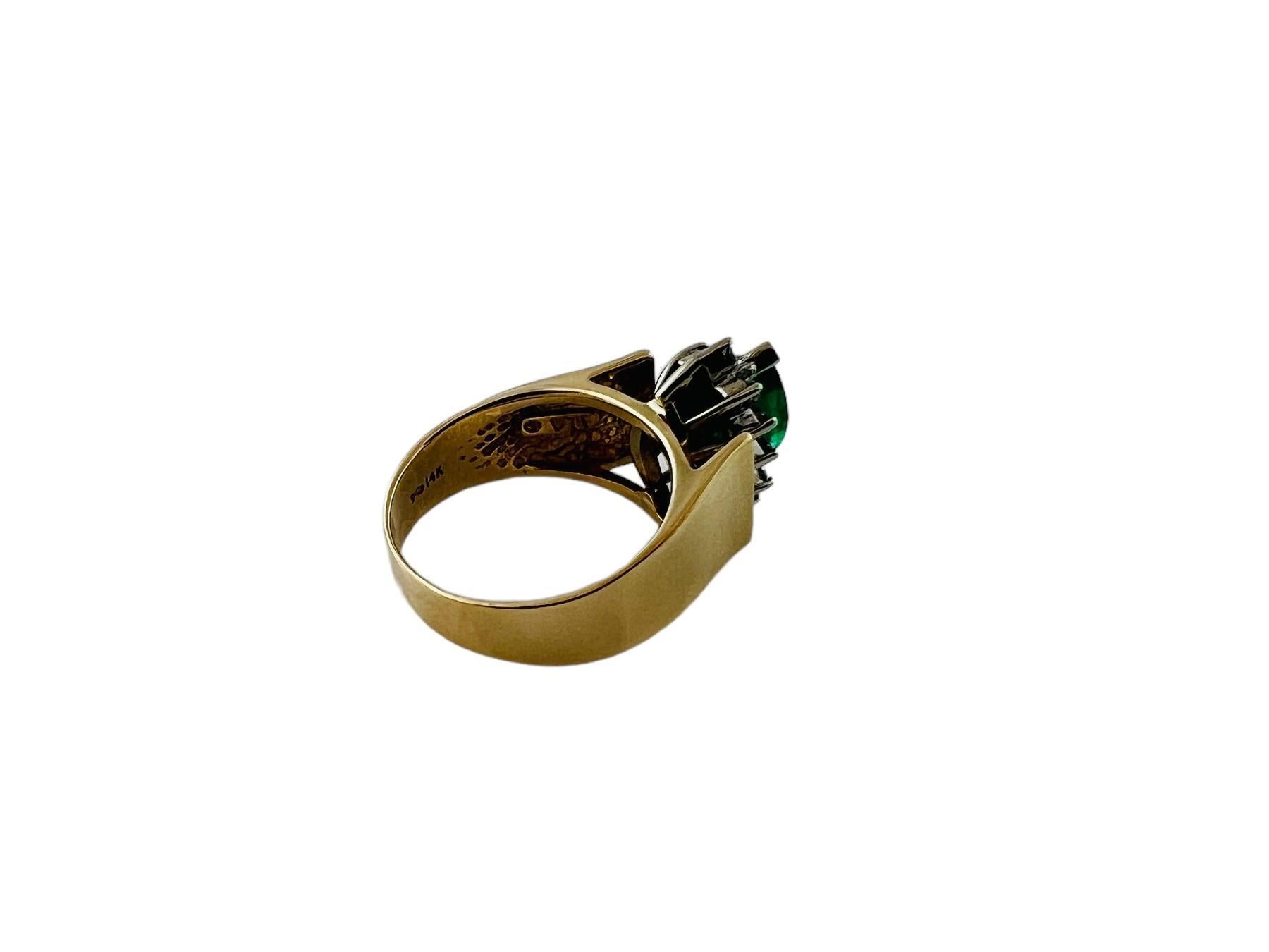  14K Gelbgold Ring mit natürlichem Smaragd und Diamant Größe 5,5 #14823 im Angebot 1