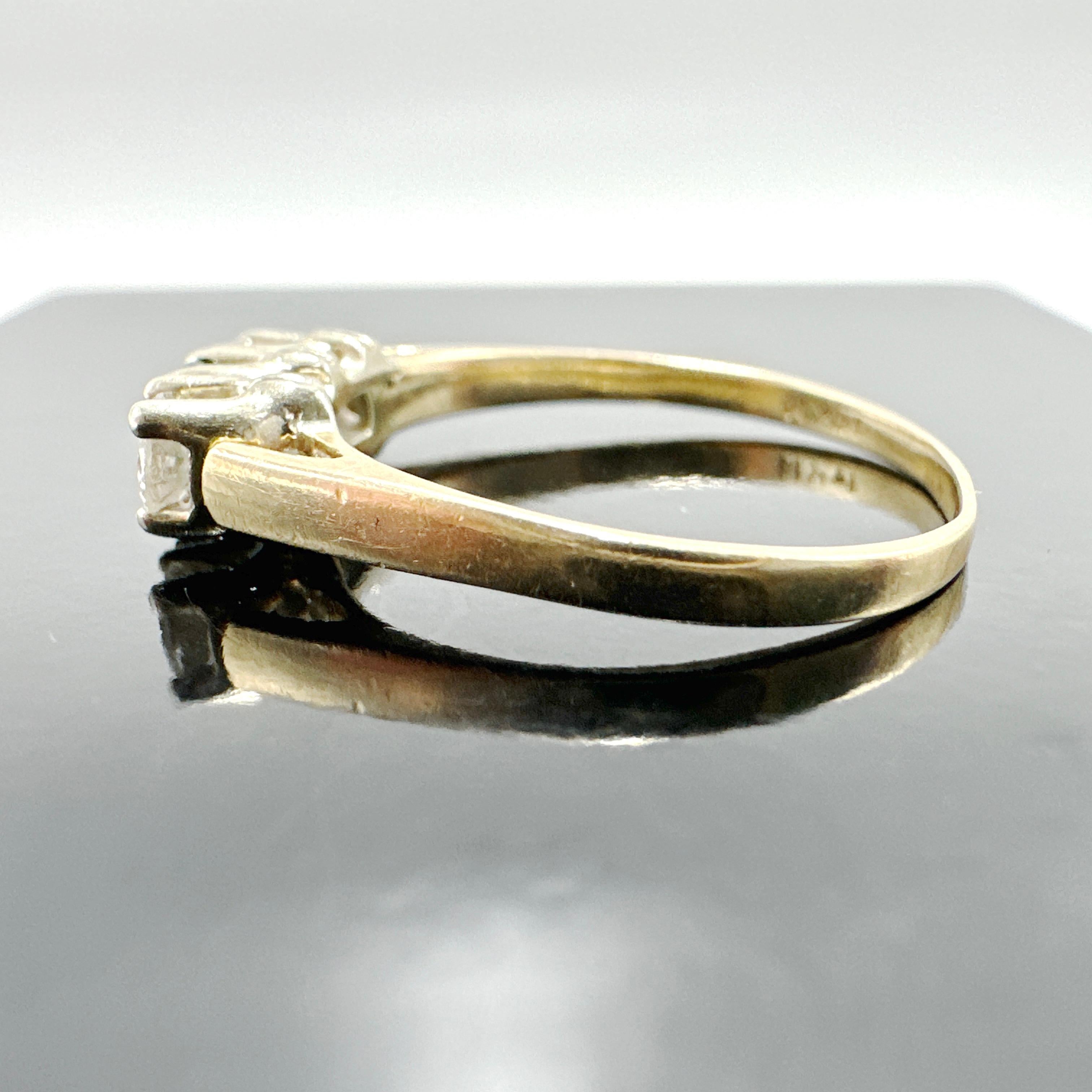 14k Yellow Gold Natural Emerald and Diamond Trinity Ring 0.47TCW 2