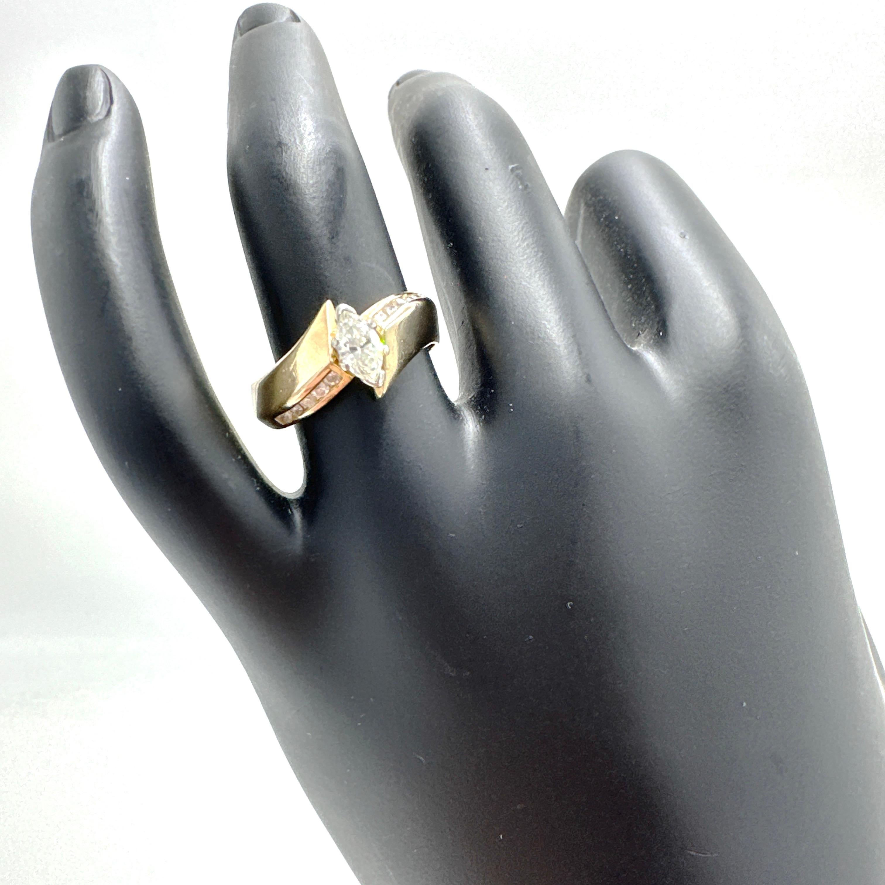 Marquise Cut 14k Yellow Gold Natural Marquise Diamond Engagement Ring. 0.52TCW