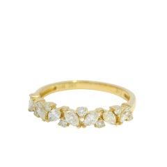 14K Yellow Gold Natural Marquise & Round Brilliant Cut Diamond Ring In Stock