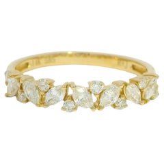 14K Yellow Gold Natural Marquise & Round Brilliant Cut Diamond Ring In Stock