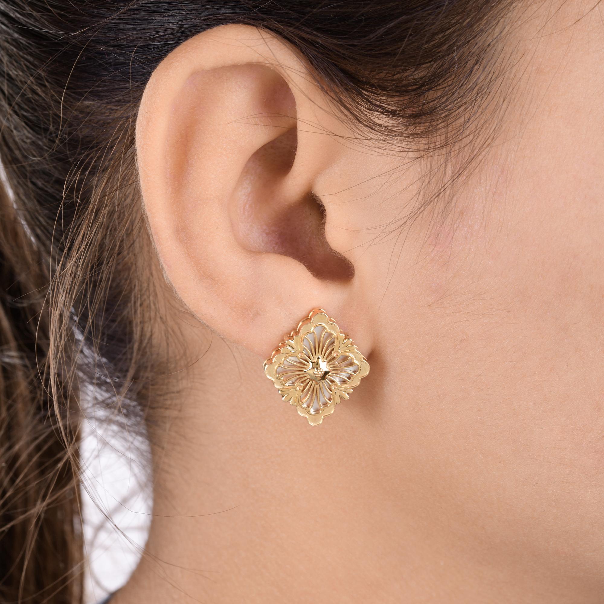 Modern 14k Yellow Gold Natural Mother Of Pearl Designer Square Stud Earrings Jewelry For Sale