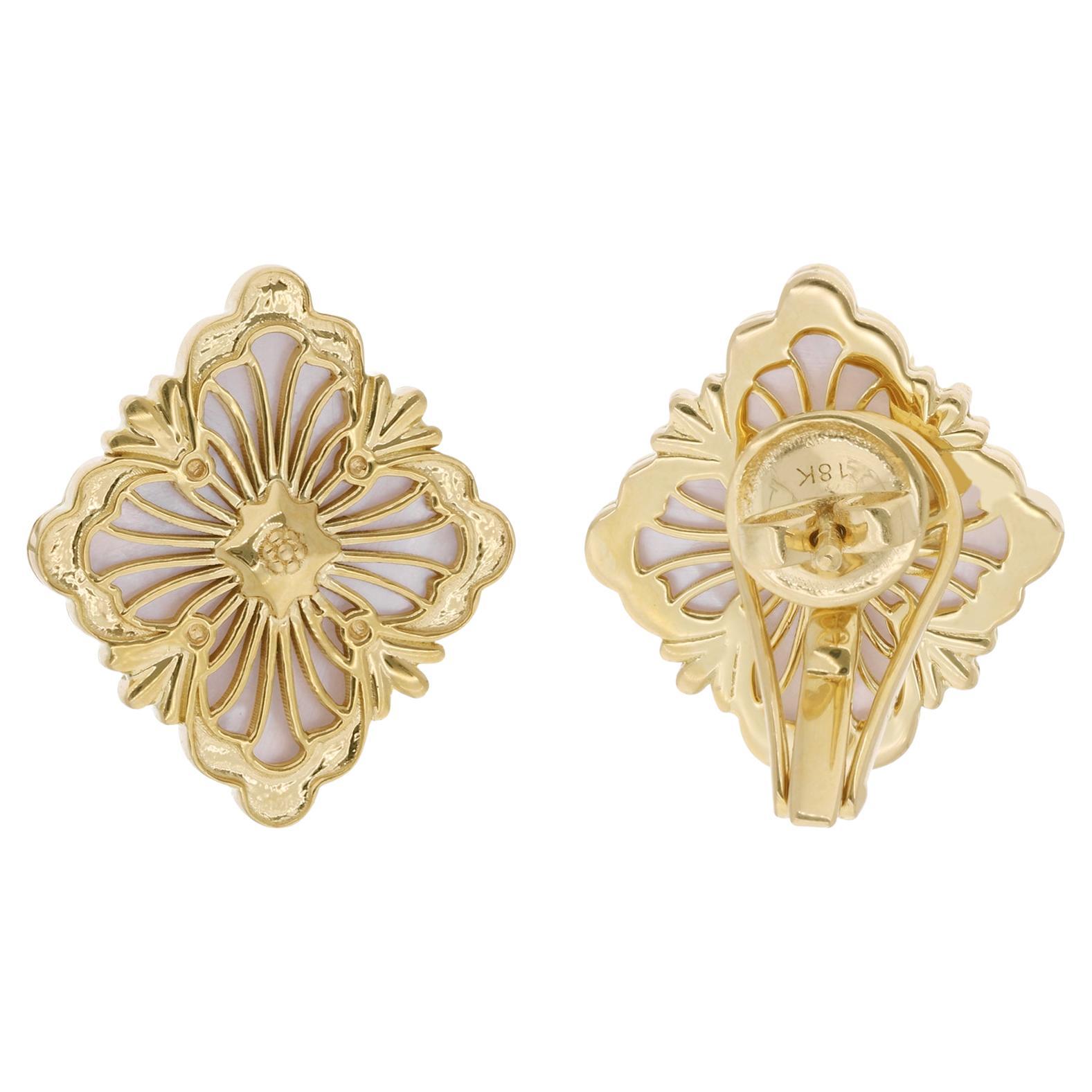 14k Yellow Gold Natural Mother Of Pearl Designer Square Stud Earrings Jewelry