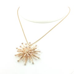 Vintage 14K Yellow Gold Natural Opal Starburst Pendant