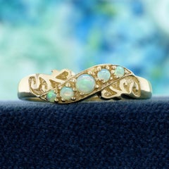 14K Yellow Gold Natural Opal Vintage Style Ring
