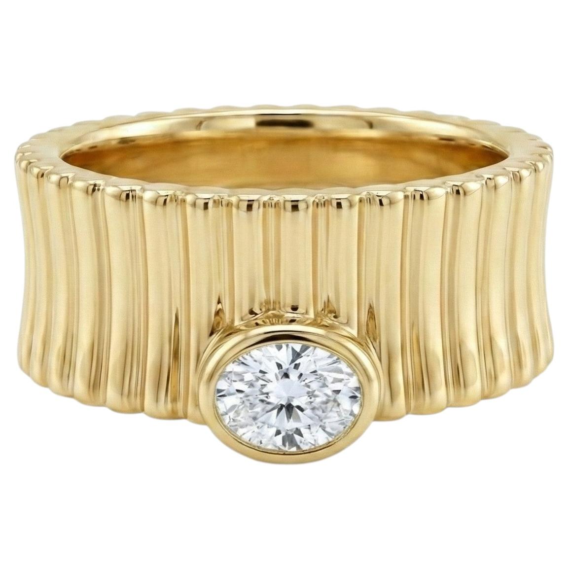 14K Yellow Gold Natural Oval Diamond Ring, 0.31ct GH-SI, Size 7