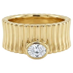 14K Yellow Gold Natural Oval Diamond Ring, 0.31ct GH-SI, Size 7