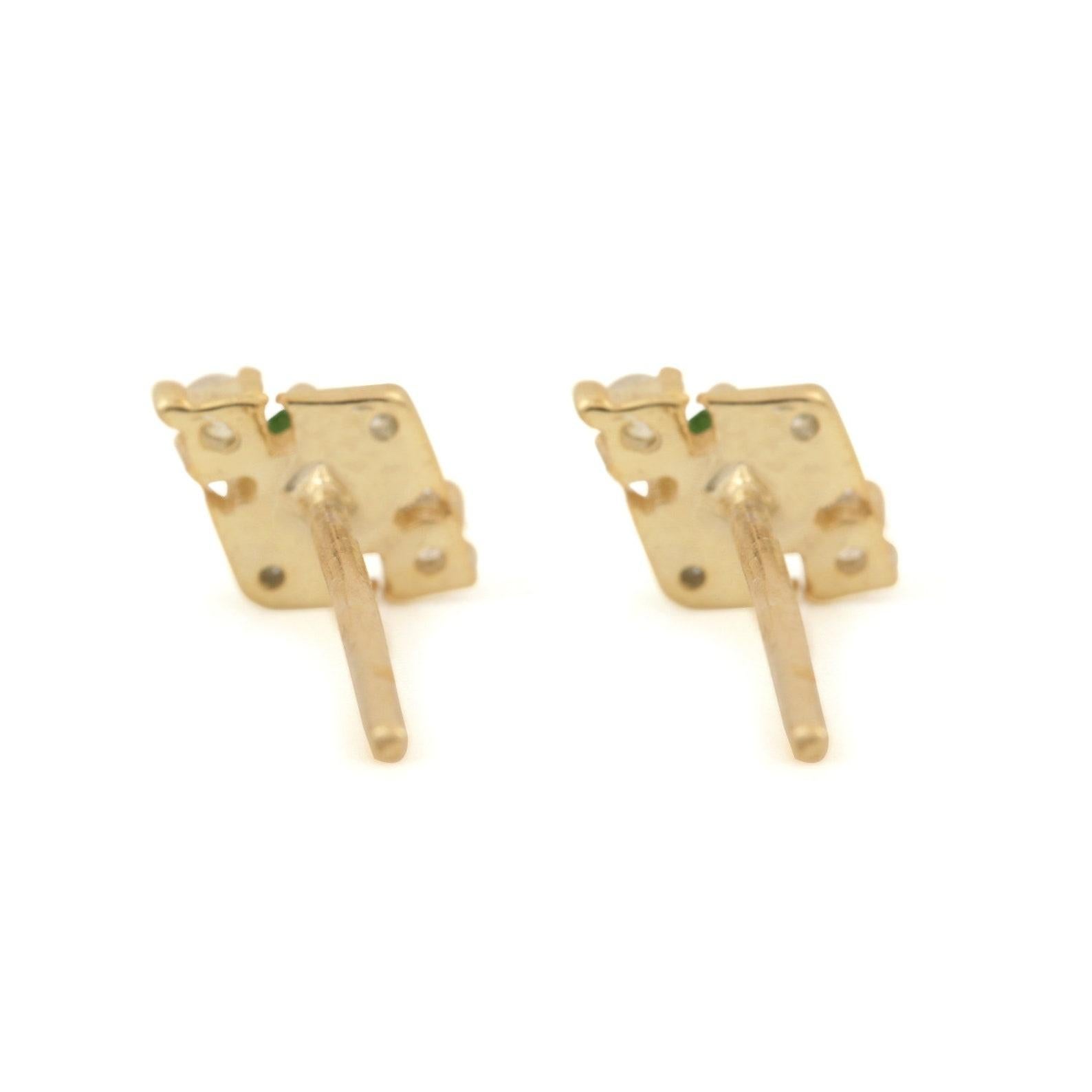 14k Yellow Gold Natural Pave Diamond And Tsavorite Earring Unique Gift For Women For Sale 3