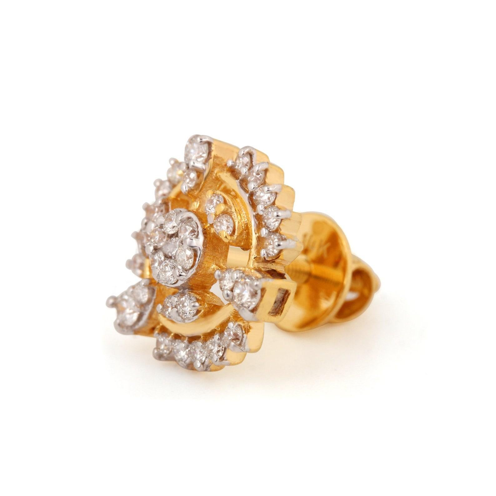 Boucles d'oreilles en or jaune 14k avec diamant naturel en pavé Boucles d'oreilles magnifiques Cadeau pour les femmes. Neuf - En vente à Chicago, IL