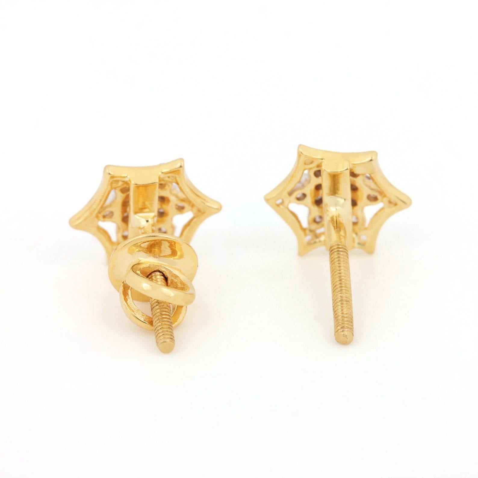 Art déco 14k Yellow Gold Natural Pave Diamond Earring Elegant Studs Gift For Anniversary. en vente