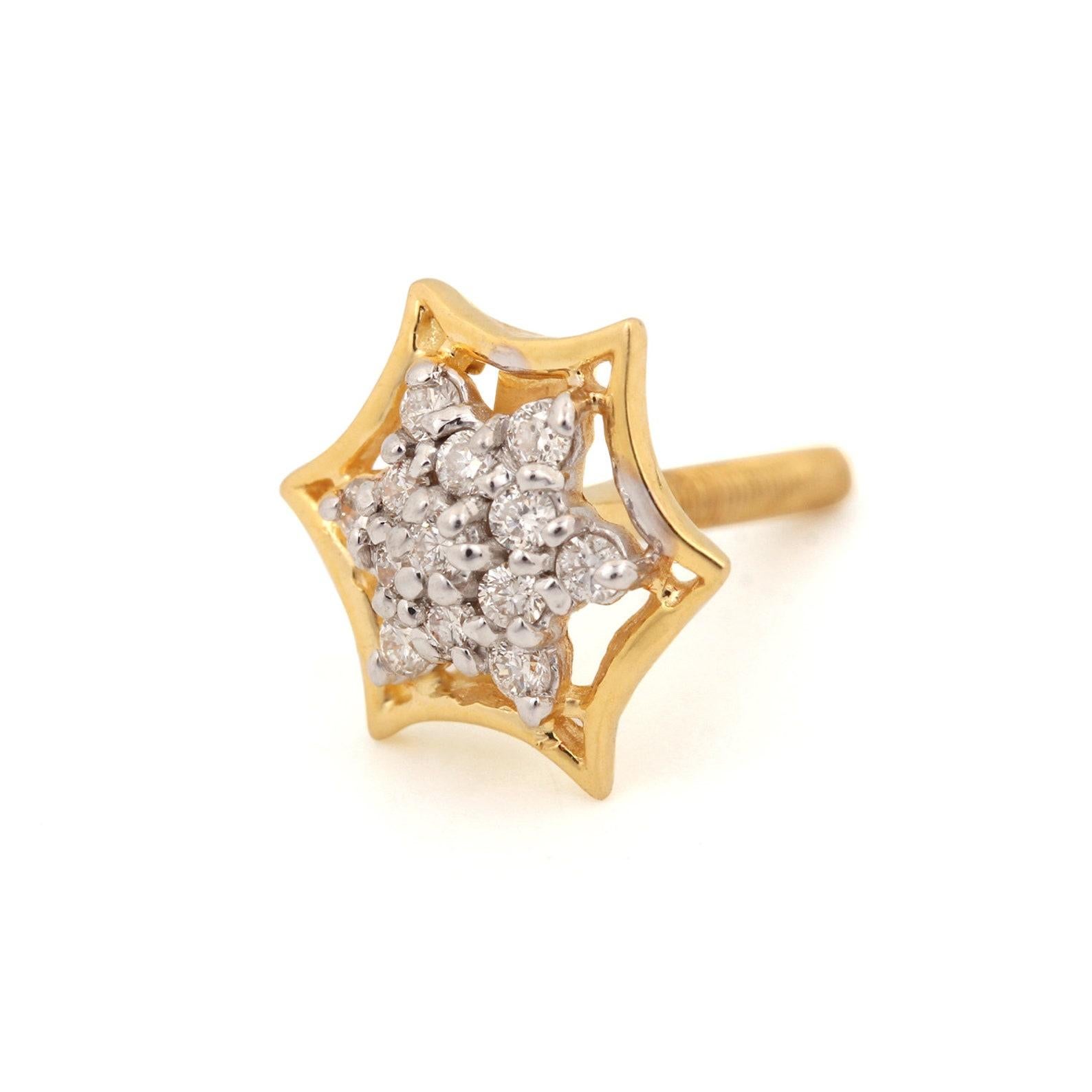 Taille brillant 14k Yellow Gold Natural Pave Diamond Earring Elegant Studs Gift For Anniversary. en vente