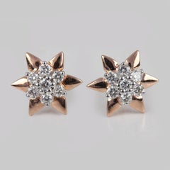 14k Yellow Gold Natural Pave Diamond Earring Minimalist Anniversary Gift For Her