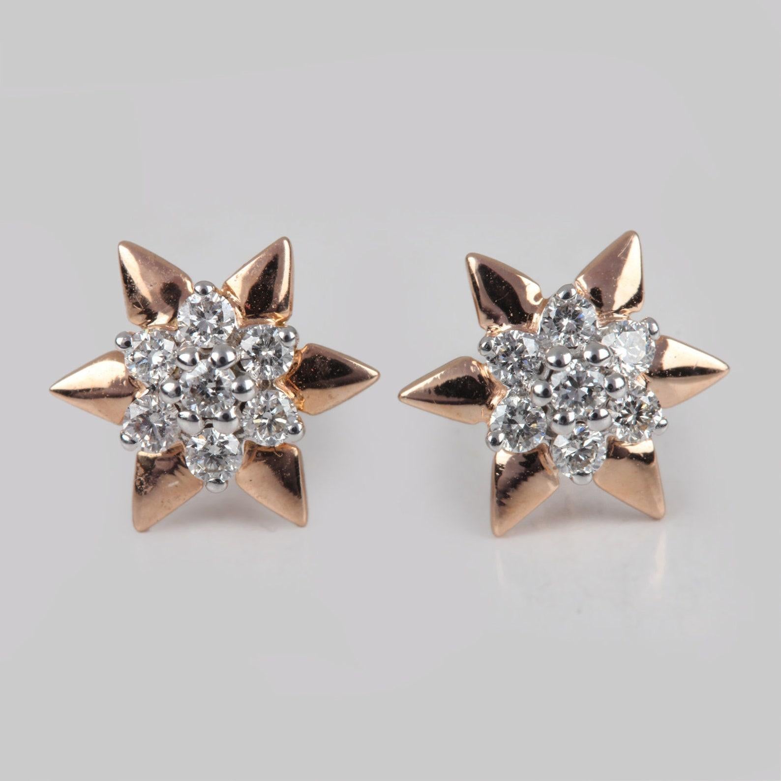 14k Yellow Gold Natural Pave Diamond Earring Minimalist Anniversary Gift For Her In New Condition For Sale In Chicago, IL