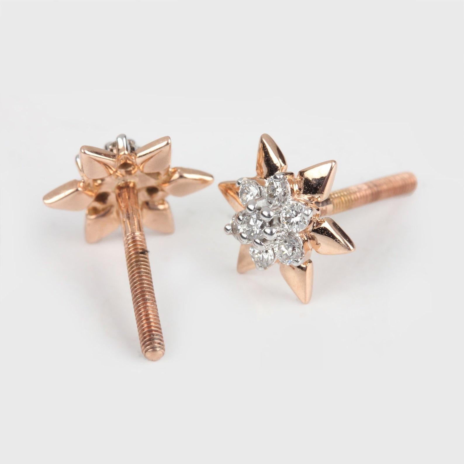 Women's or Men's 14k Yellow Gold Natural Pave Diamond Earring Minimalist Anniversary Gift For Her For Sale