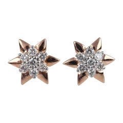 Orecchino con diamante naturale in oro giallo 14k Regalo di anniversario minimalista per lei