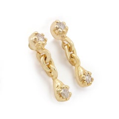 14k Yellow Gold Natural Pave Diamond Earring Minimalist Fine Jewelry For Women.