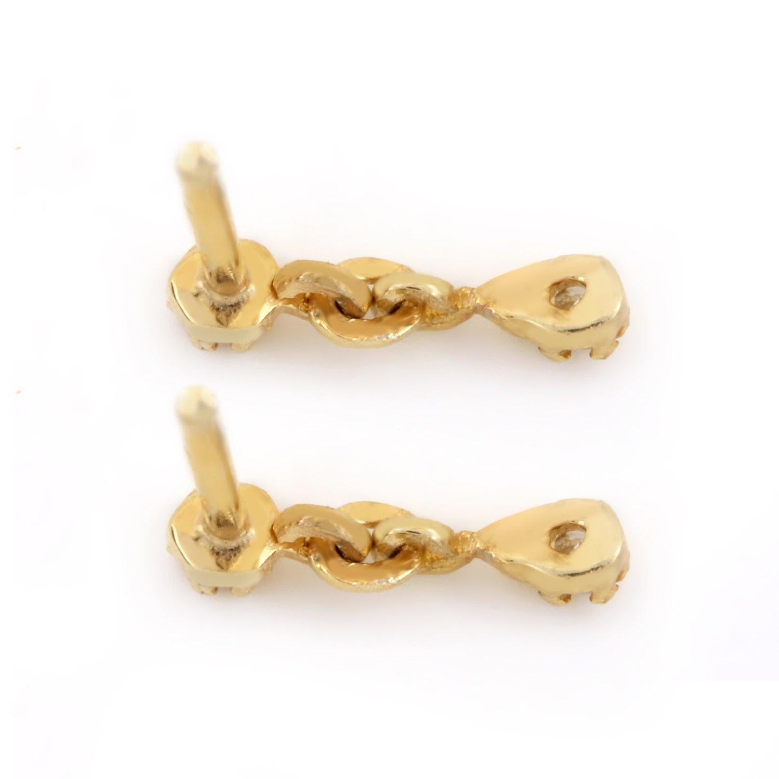 14k Yellow Gold Natural Pave Diamond Earring Minimalist Fine Jewelry For Women. For Sale 1