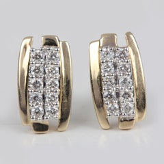 14k Yellow Gold Natural Pave Diamond Earring Unique Wedding Gift For Women.