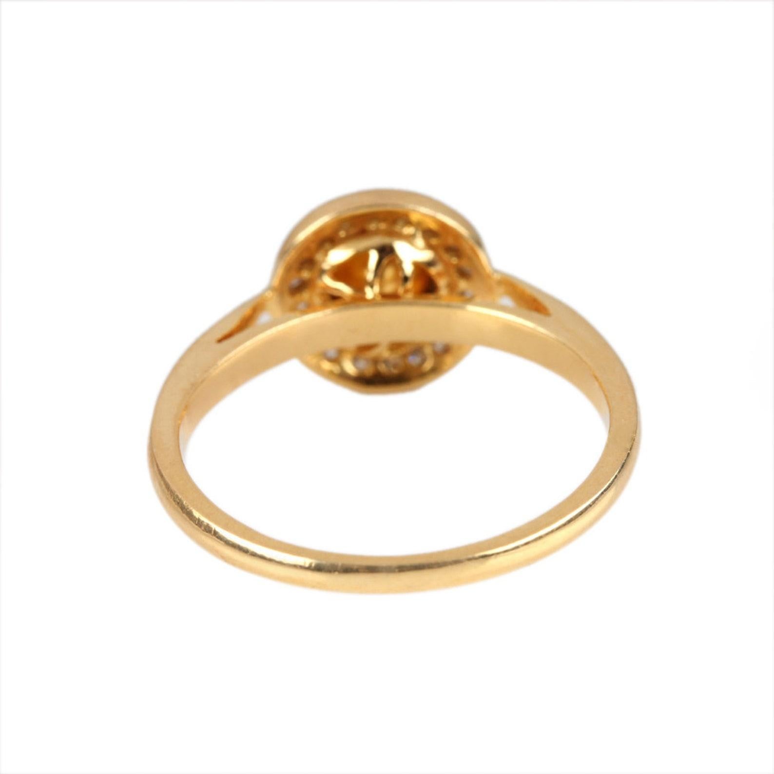 14k Yellow Gold Natural Pave Diamond Ring Unique Minimalist Anniversary Gift. For Sale 4