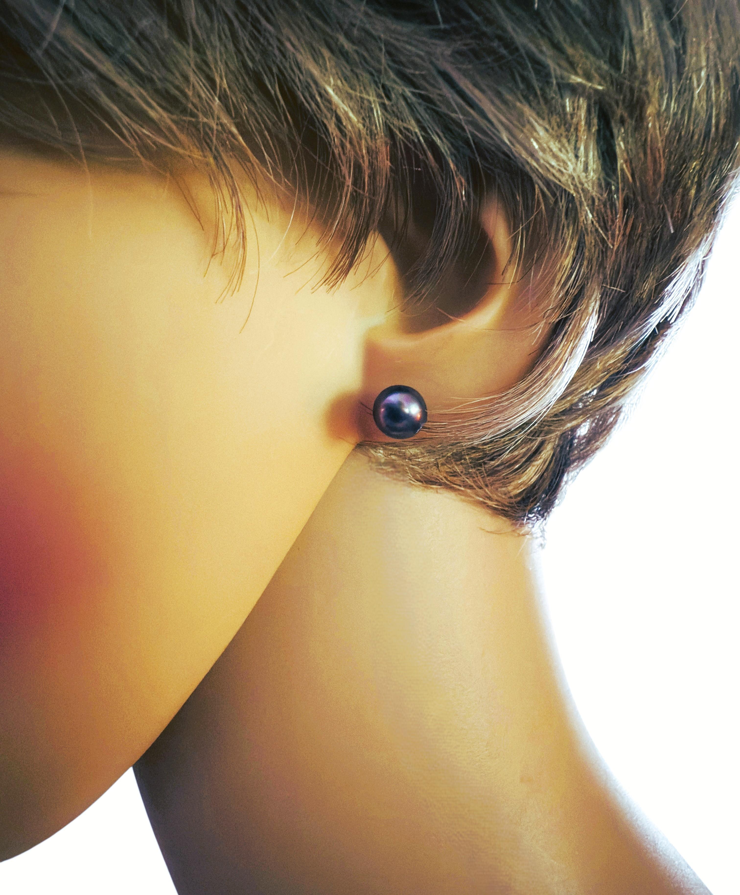 Art déco Boucles d'oreilles en or jaune 14K avec perles de paon naturelles en vente