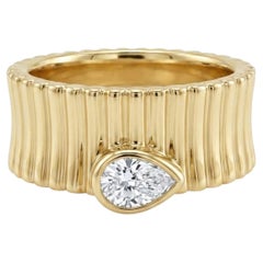 14K Yellow Gold Pear Shape Diamond Ring, 0.31ct GH-SI, Unisex