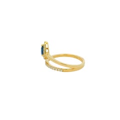 14k Yellow Gold Natural Pear Shape Sapphire & Diamond Wrap Ring In Stock