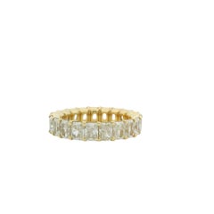 14K Yellow Gold Natural Radiant Cut Diamond Shared Prong Set Eternity Ring