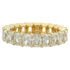 14K Yellow Gold Natural Radiant Cut Diamond Shared Prong Set Eternity Ring