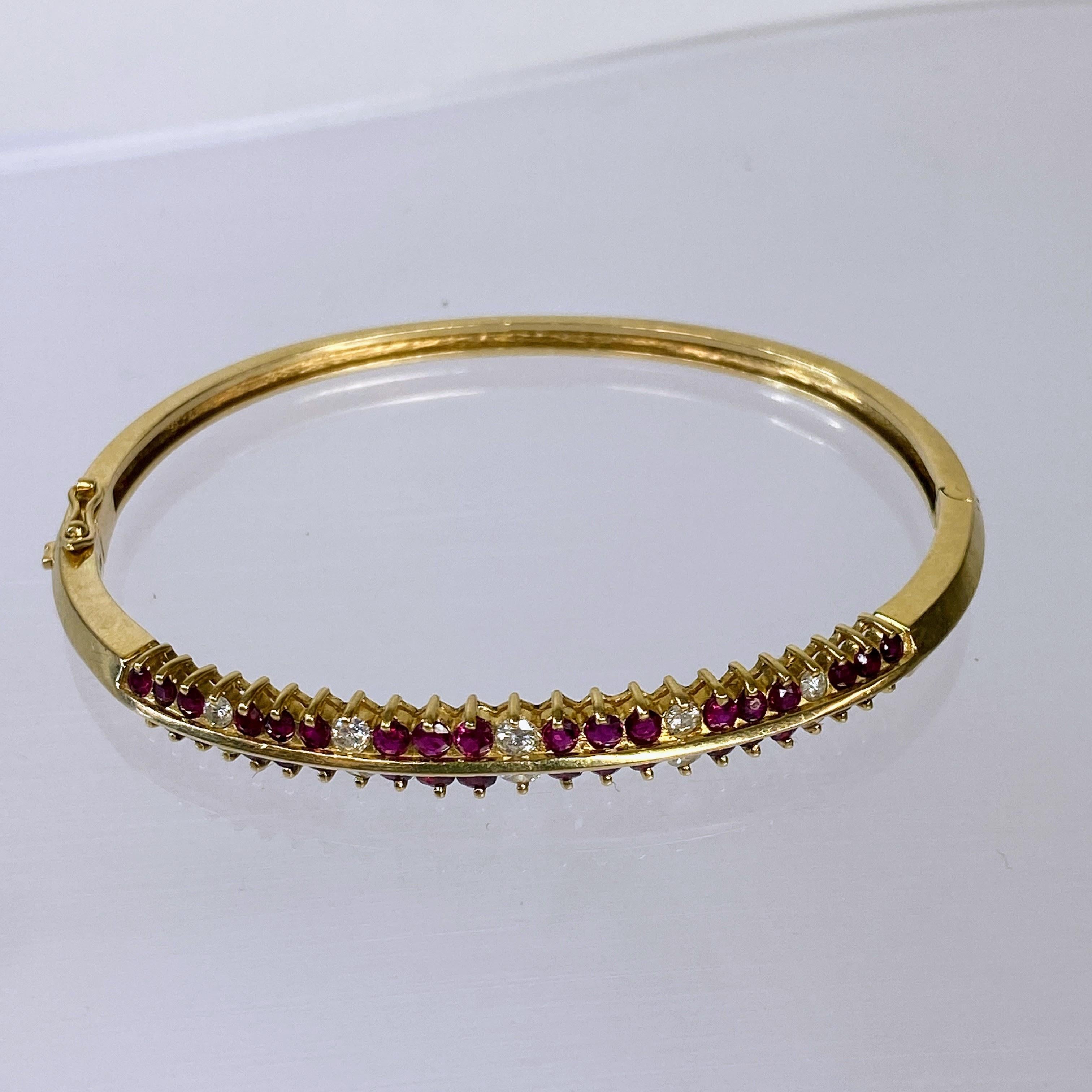 14K Yellow Gold Natural Red Ruby Diamond Double Row 2.5