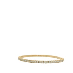 14K Yellow Gold Natural Round Brilliant Cut Diamond Bangle Bracelet In Stock