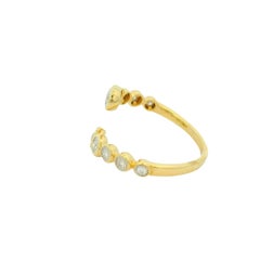 14k Yellow Gold Natural Round Brilliant Cut Diamond Bezel Set Bypass Ring