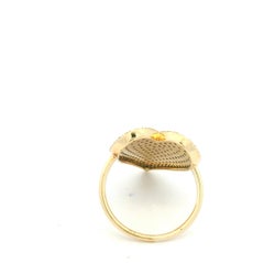 14K Yellow Gold Natural Round Brilliant Cut Diamond Pave Heart Ring In Stock