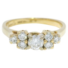 14K Yellow Gold Natural Round Brilliant Diamond 7 Stone Ring