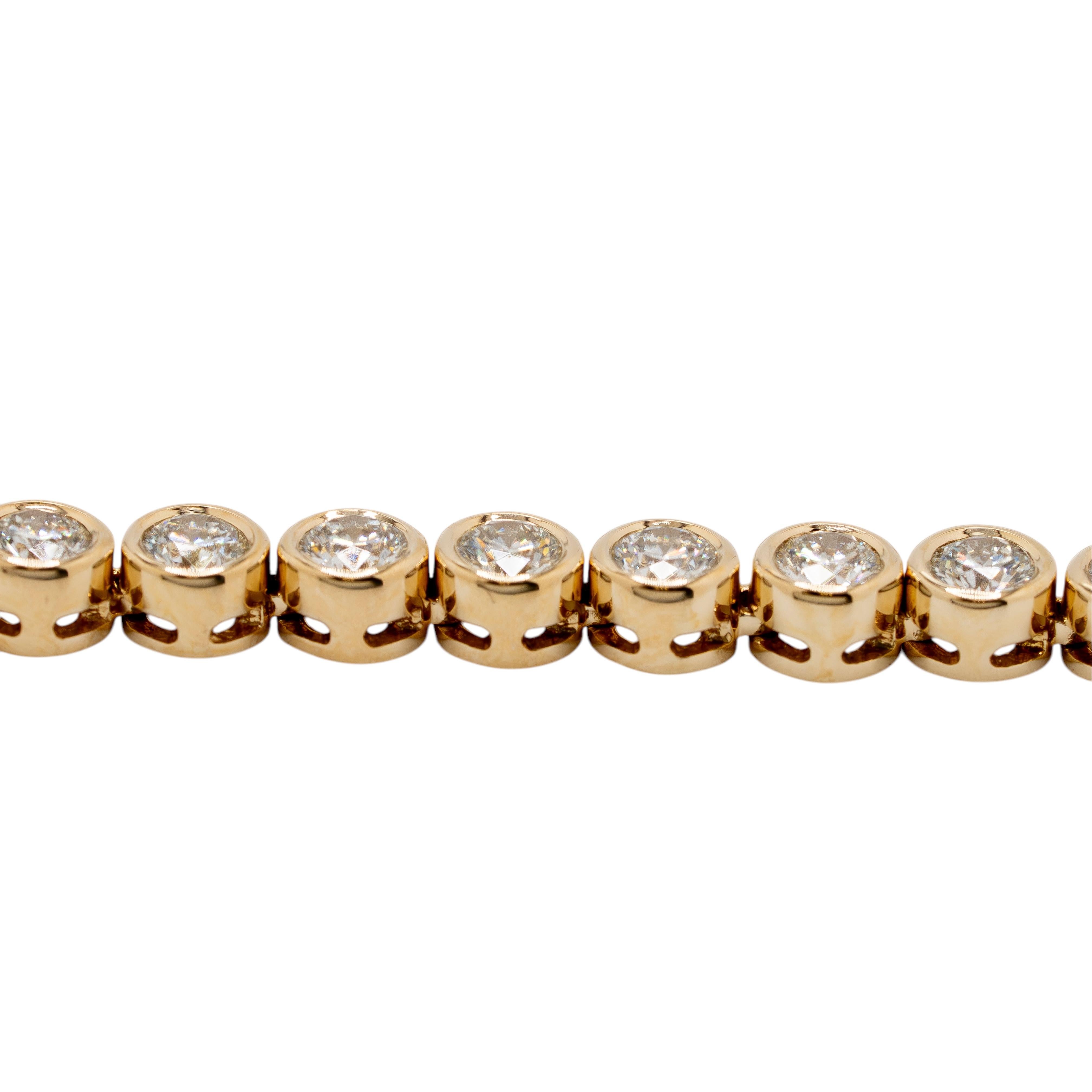 14k Yellow Gold Natural Round Brilliant Diamond Beaded Tennis Necklace For Sale 1