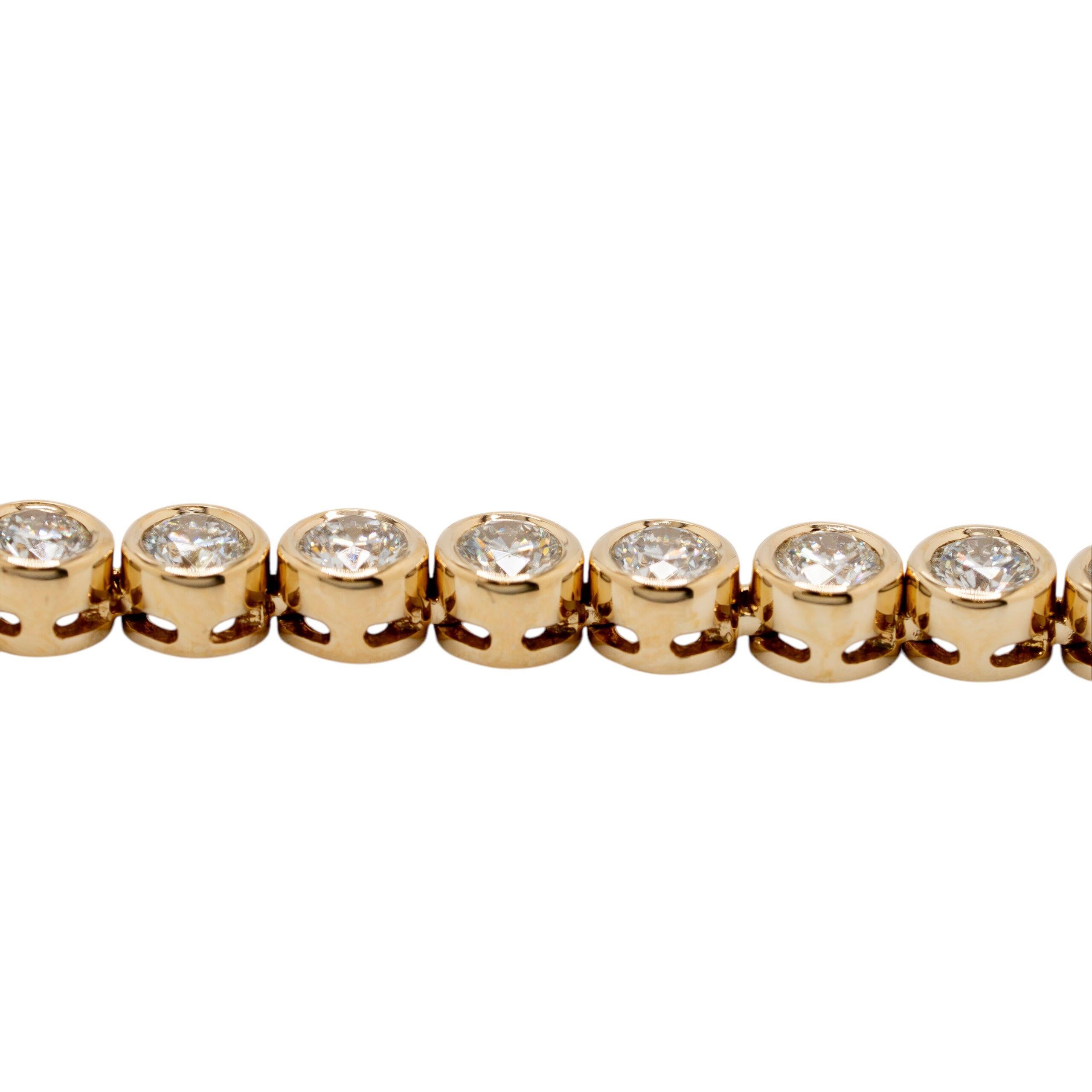 Collana tennis con perline in oro giallo 14k con diamanti tondi e brillanti Nature in vendita 1