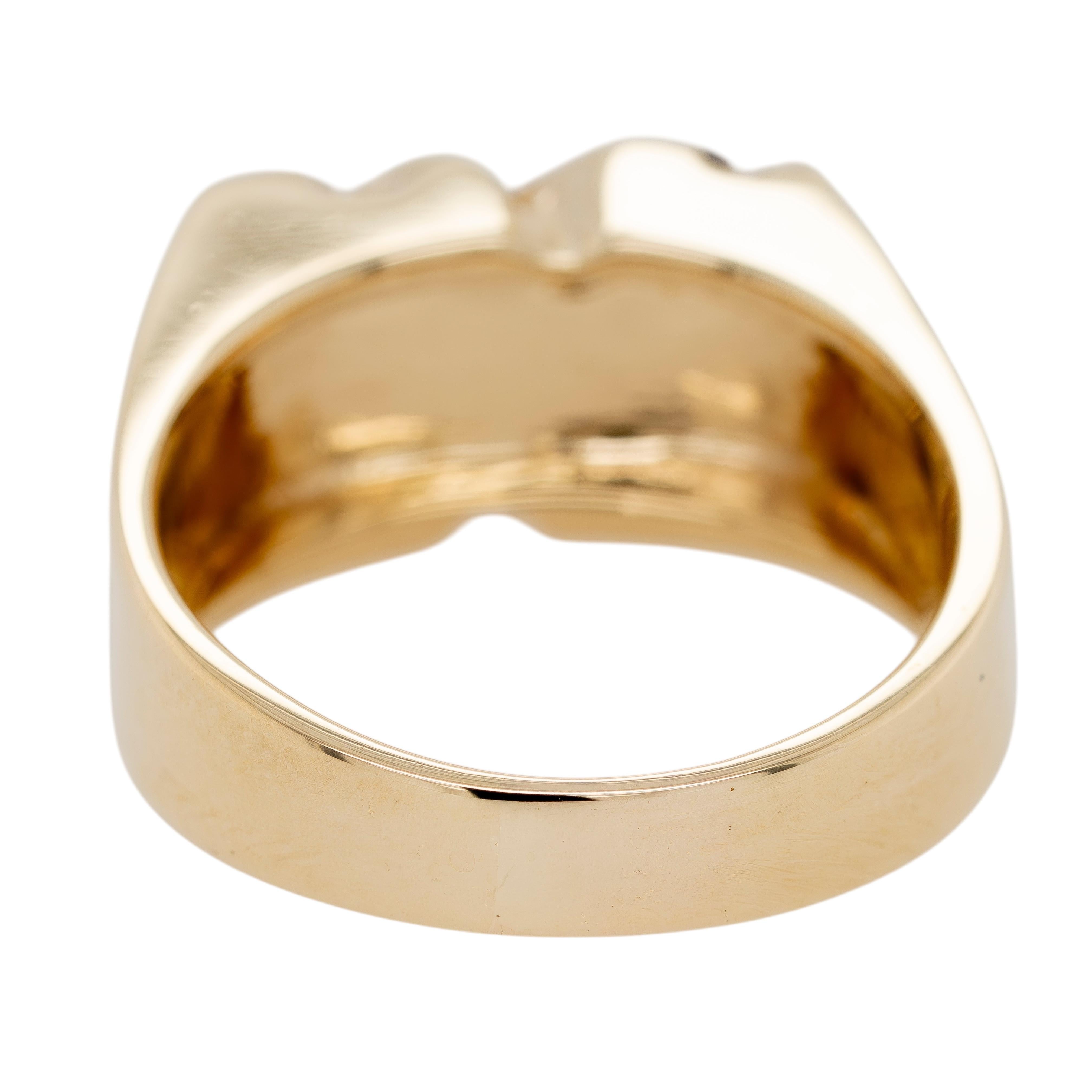 Bague pour homme en or jaune 14k, diamant naturel rond et brillant Unisexe en vente