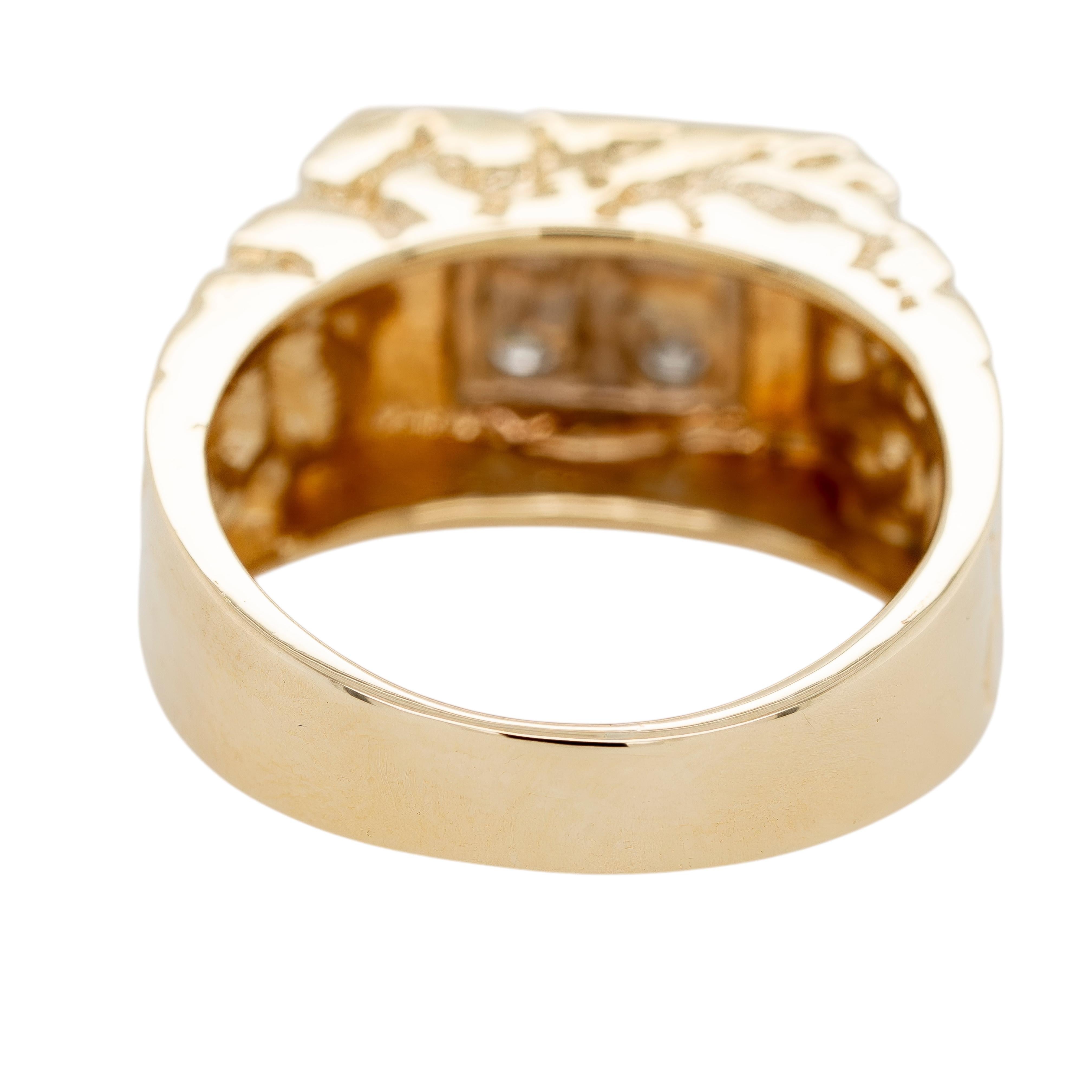 14k Yellow Gold Natural Round Brilliant Diamond Men's Ring For Sale 1