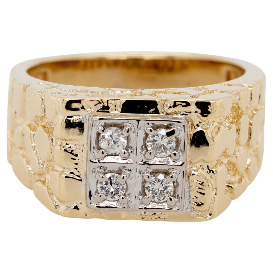 14k Solid Yellow Gold Nugget Men's Big Band Ring at 1stDibs | big gold ...
