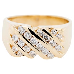 Anillo para hombre de oro amarillo de 14k con diamante brillante redondo natural