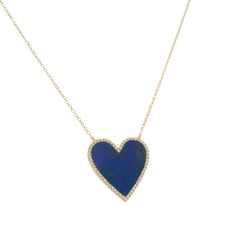 14K Yellow Gold Natural Round Diamond Heart Shaped Pendant Necklace In Stock